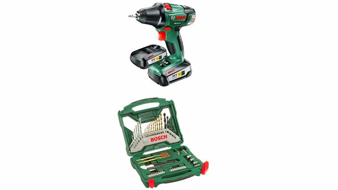 Perceuse visseuse Bosch PSR 18 LI-2 et et coffret X-line 50 accessoires pas cher